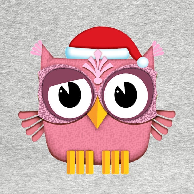 Owl Santa Claus pink by BessoChicca